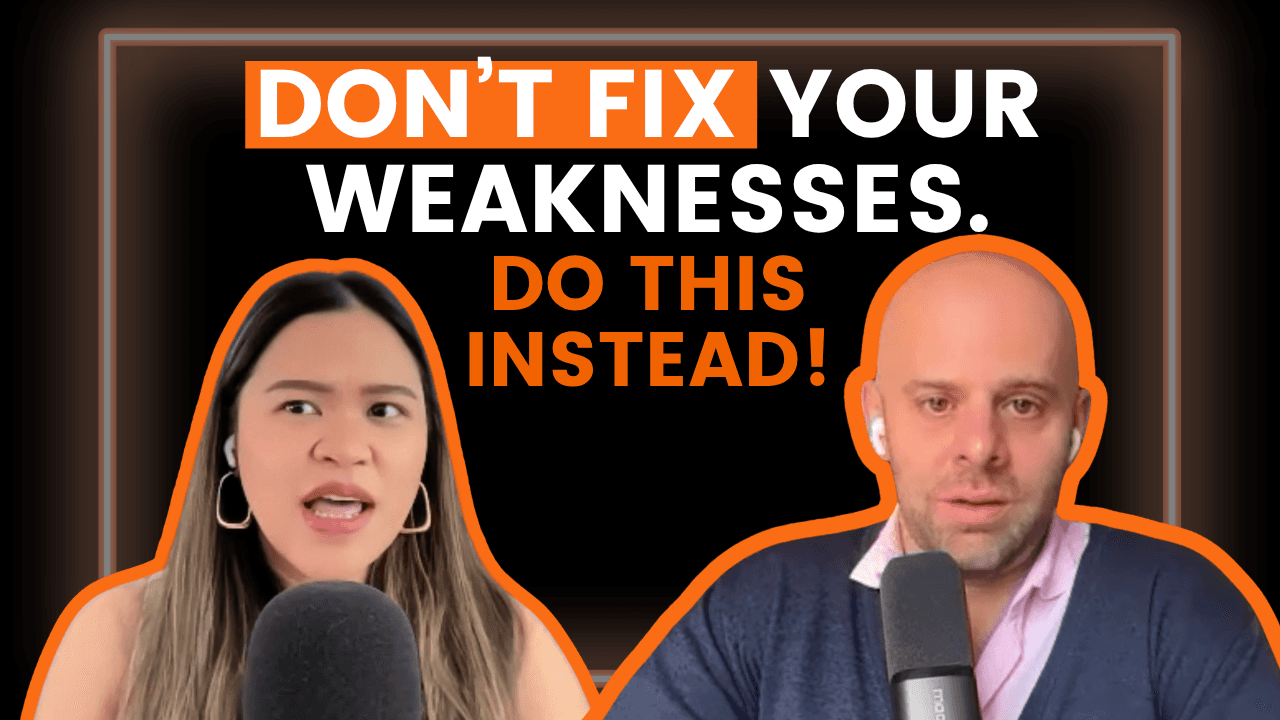 Kristy Yoder and Eric Tabone, founder of Nearshore Business Solutions, on The Lazy Entrepreneur Podcast discussing why lazy entrepreneurs hire for their weaknesses